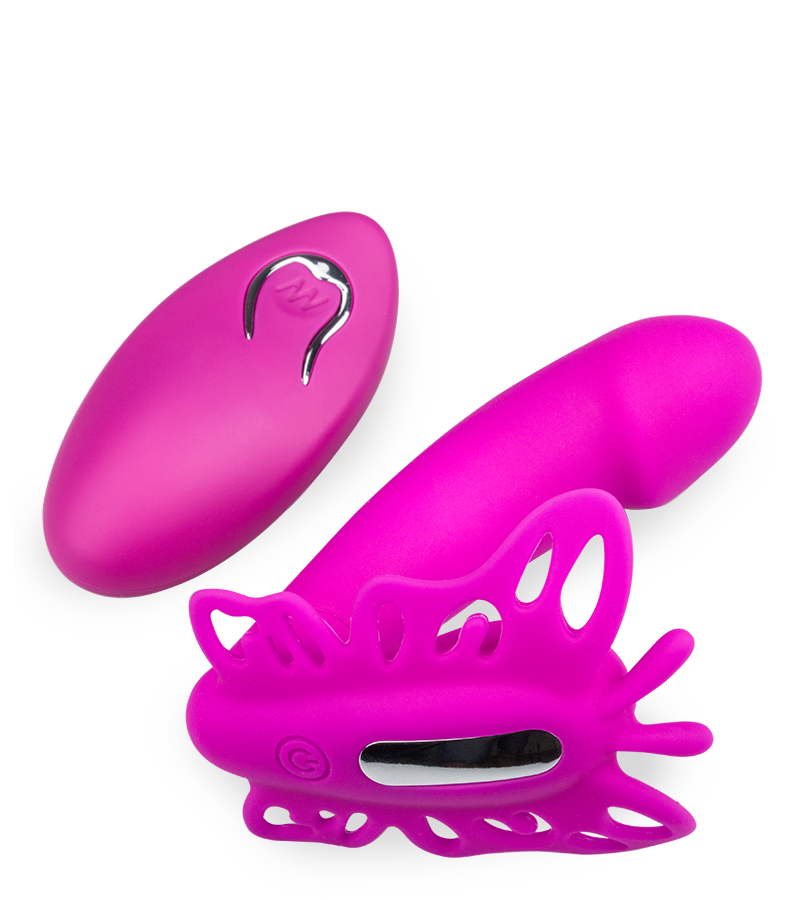 Vibrating and throbbing wearable clit and G-spot vibe 12 speeds