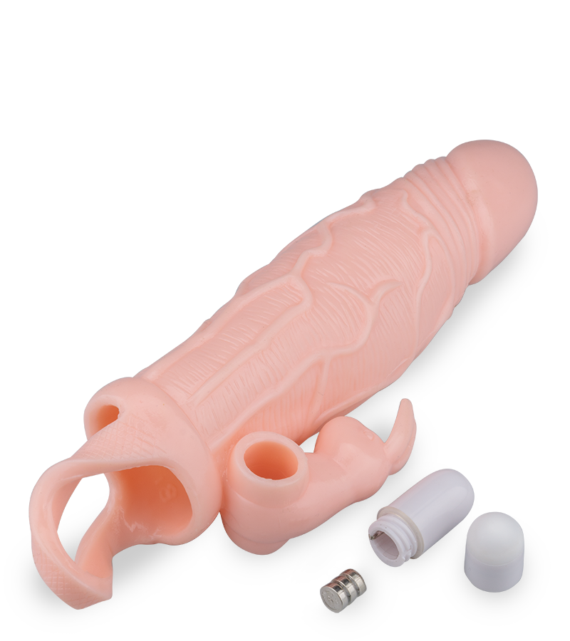 Vibrating big tip penis extension with clit stimulator