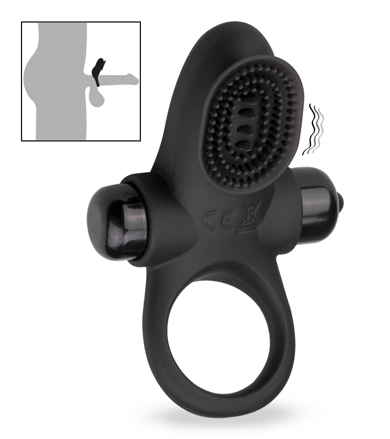 Vibrating cock ring with clit stimulator