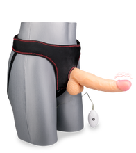 Load image into Gallery viewer, Vibrating curved strap on dildo 8.75 inches 10 modes