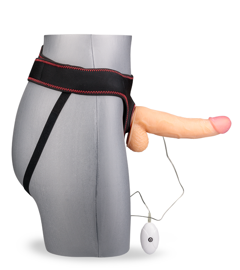 Vibrating curved strap on dildo 8.75 inches 10 modes