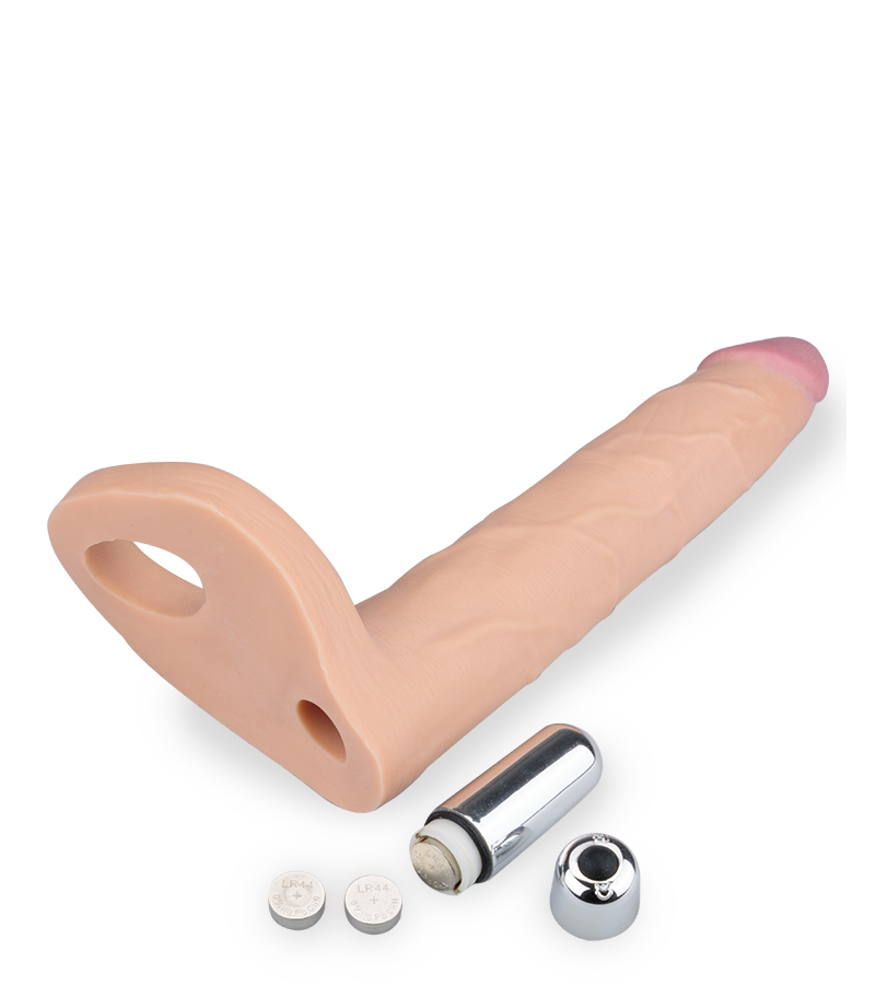 Vibrating double penetration dildo for couples