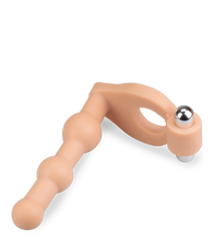 Load image into Gallery viewer, Vibrating dual penetration cock ring with 3 beads