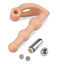 Load image into Gallery viewer, Vibrating dual penetration cock ring with 3 beads