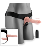 Vibrating lifelike double strap on dildo