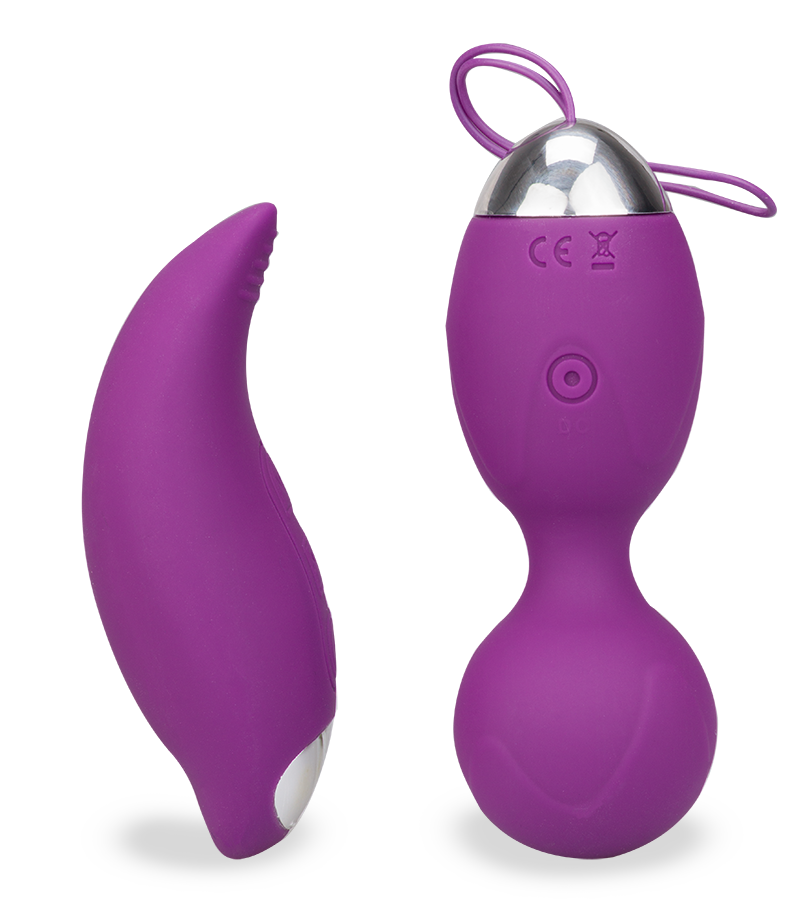 Vibrating love egg with a vibrating clitoris-stimulating remote control