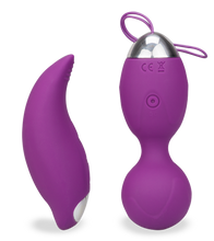 Load image into Gallery viewer, Vibrating love egg with a vibrating clitoris-stimulating remote control