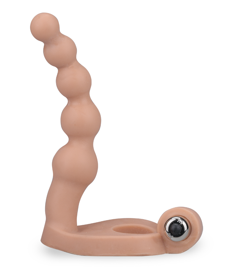 Vibrating penetrating cock ring with beads