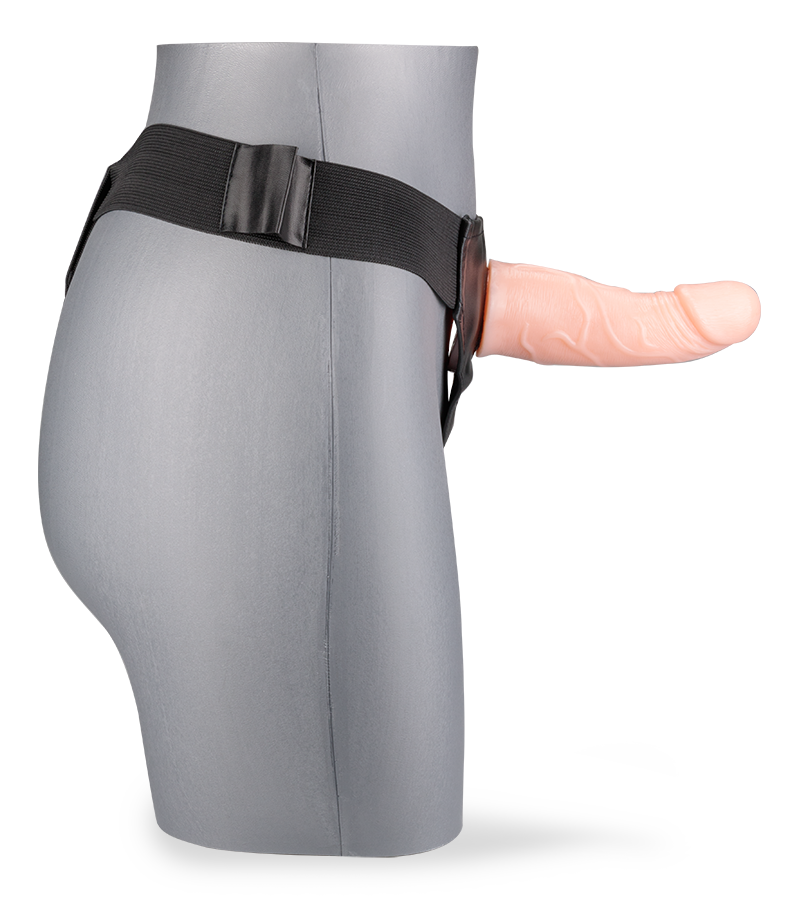 Vibrating realistic hollow strap on dildo