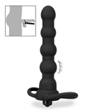 Vibrating silicone double penetration cock ring and beaded dildo