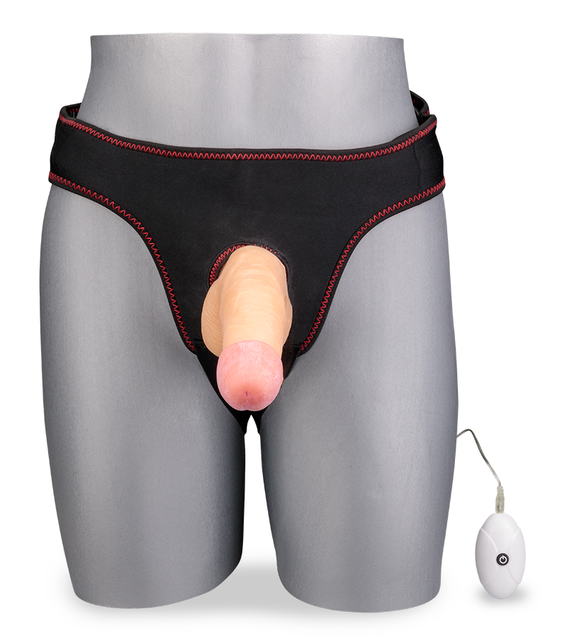 Vibrating strap on dildo 7.00 inches 10 modes