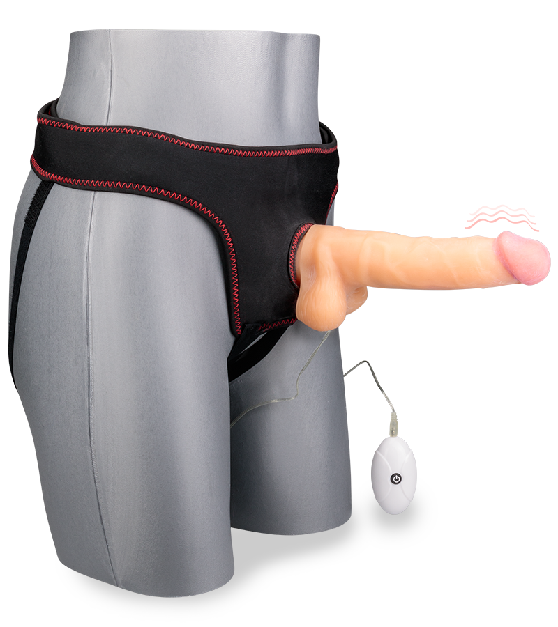 Vibrating strap on dildo 7.75 inches 10 modes