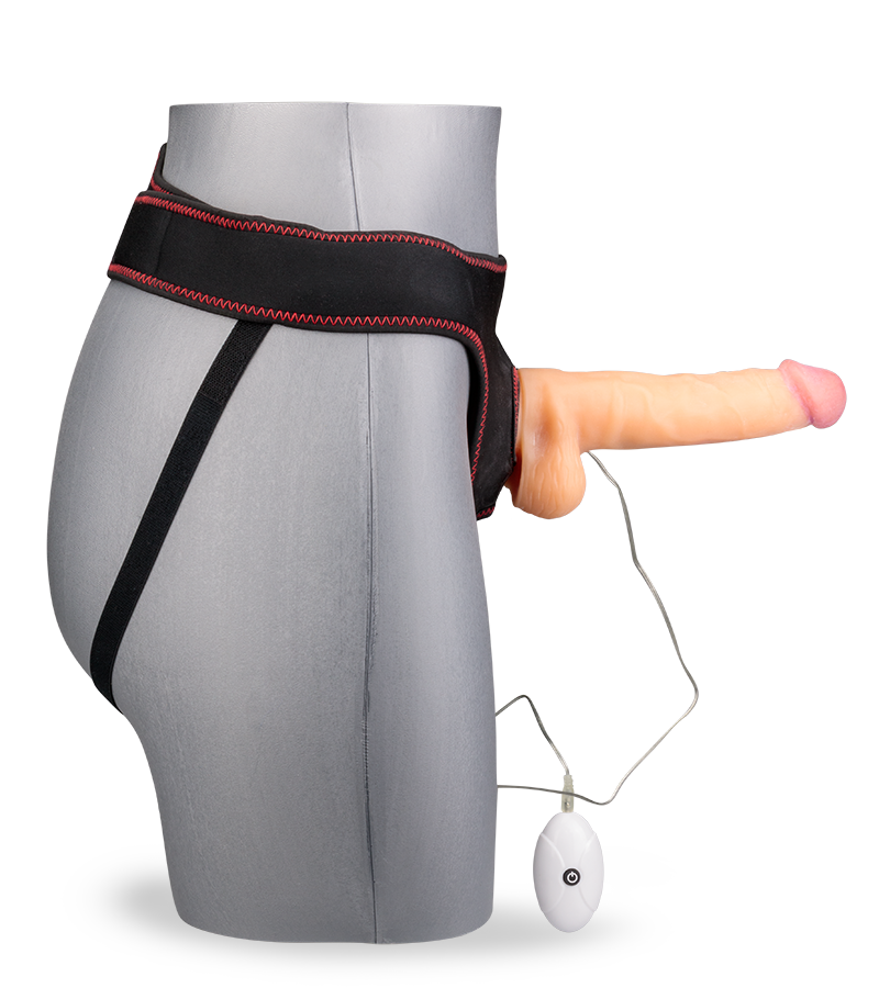 Vibrating strap on dildo 7.75 inches 10 modes