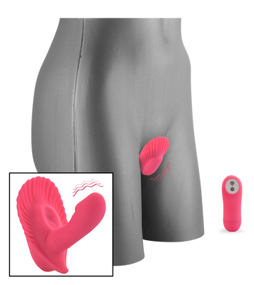 Wearable vibrating shell dildo