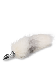 Load image into Gallery viewer, White and black furry fox tail butt plug