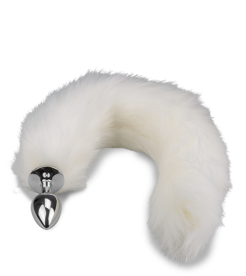White vegan fur dog tail anal plug