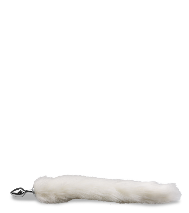 White vegan fur dog tail anal plug