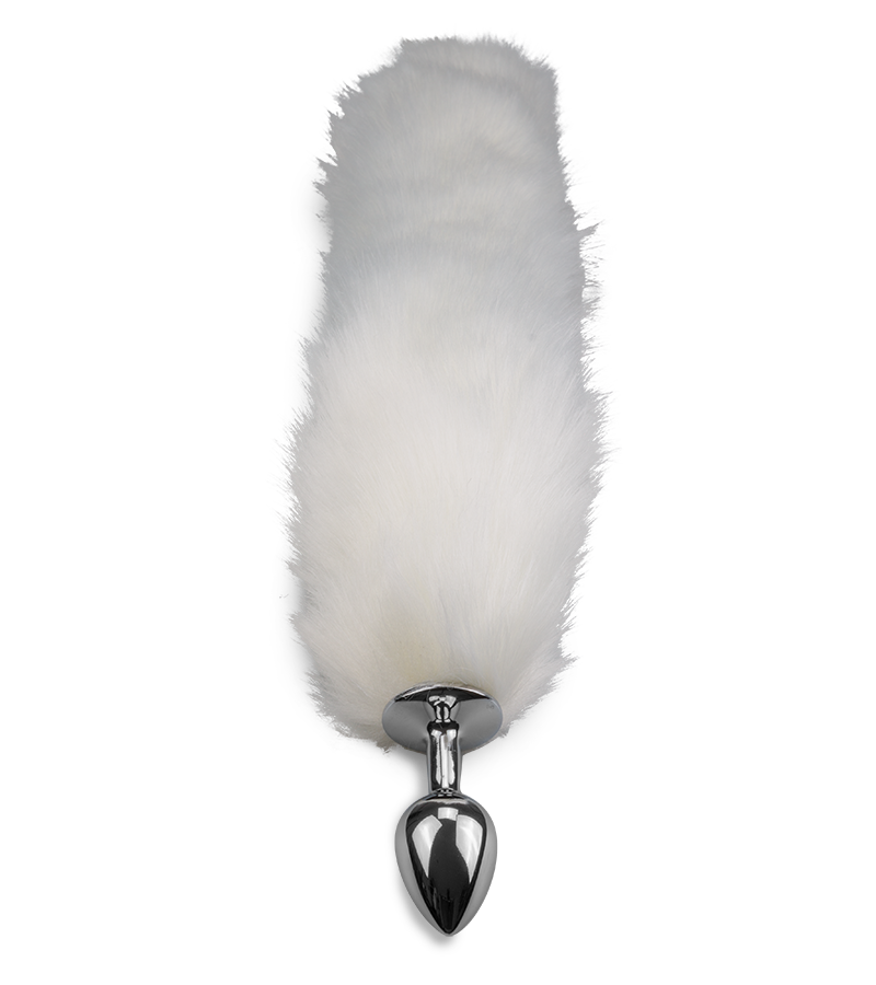 White vegan fur dog tail anal plug