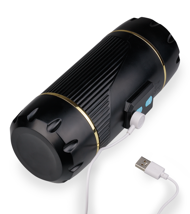 Wild vibrating mouth and pussy masturbator