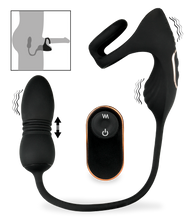 Load image into Gallery viewer, Wind vibrating and thrusting butt plug with cock ring and ball massager