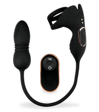 Load image into Gallery viewer, Wind vibrating and thrusting butt plug with cock ring and ball massager