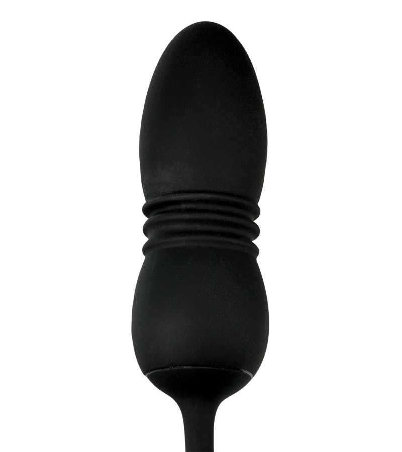 Wind vibrating and thrusting butt plug with cock ring and ball massager